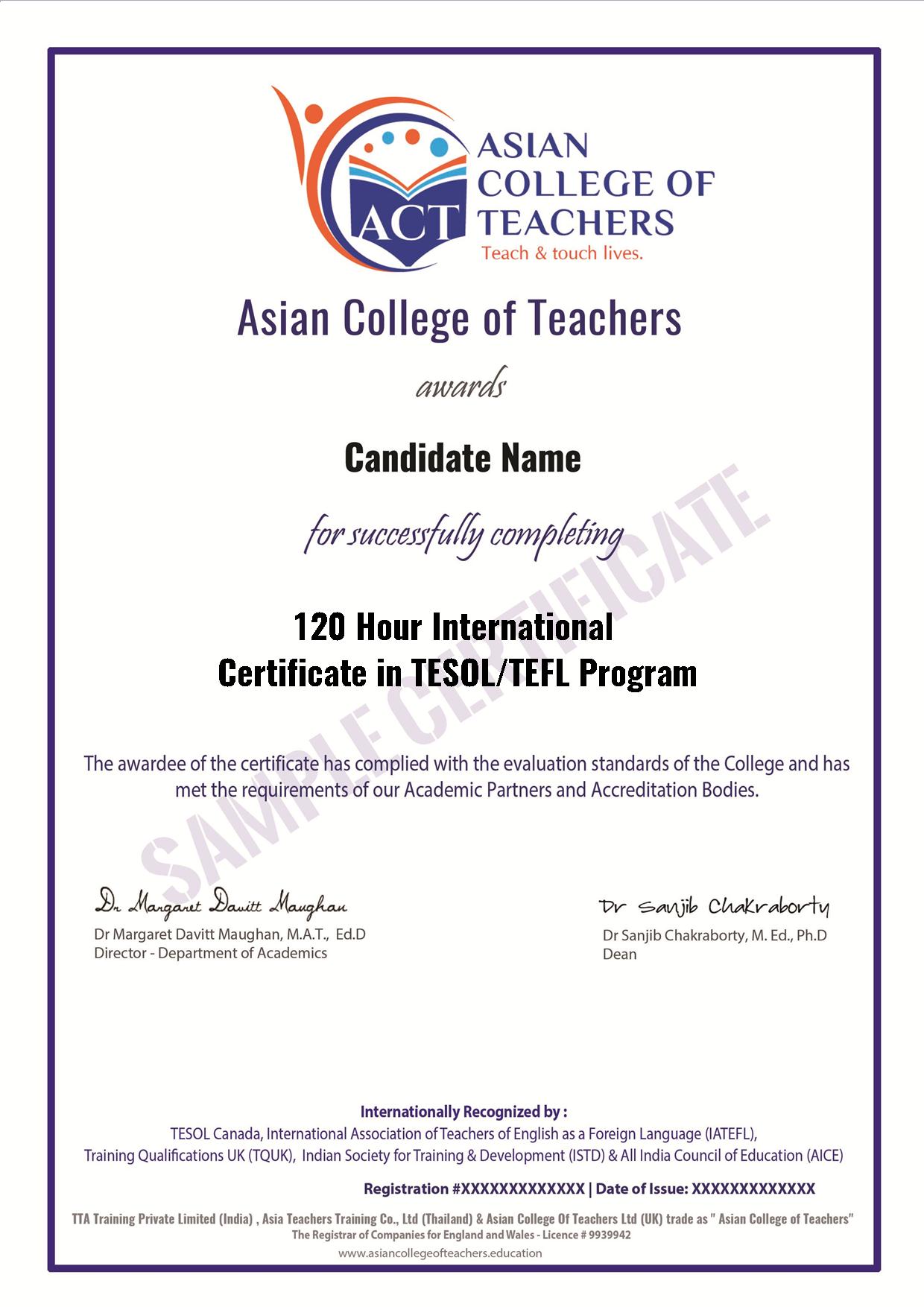 120 Hourse TEFL Certification sample